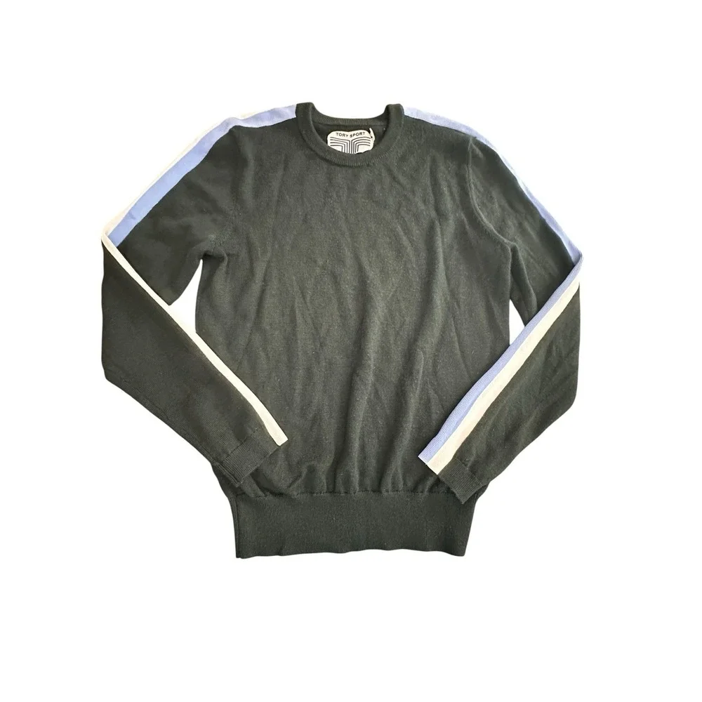 Tory Sport Sweater Women's Small Cashmere‎ Blend Sleeve Stripes Preppy #F3-3